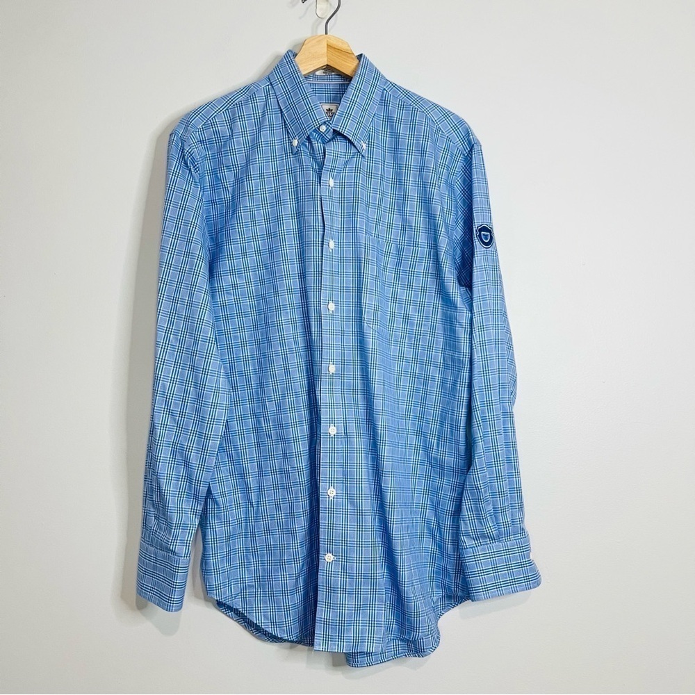 Peter Millar Blue/ White Plaid Nanoluxe Button Up M
